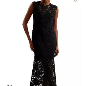 Black crochet dress . Ted baker